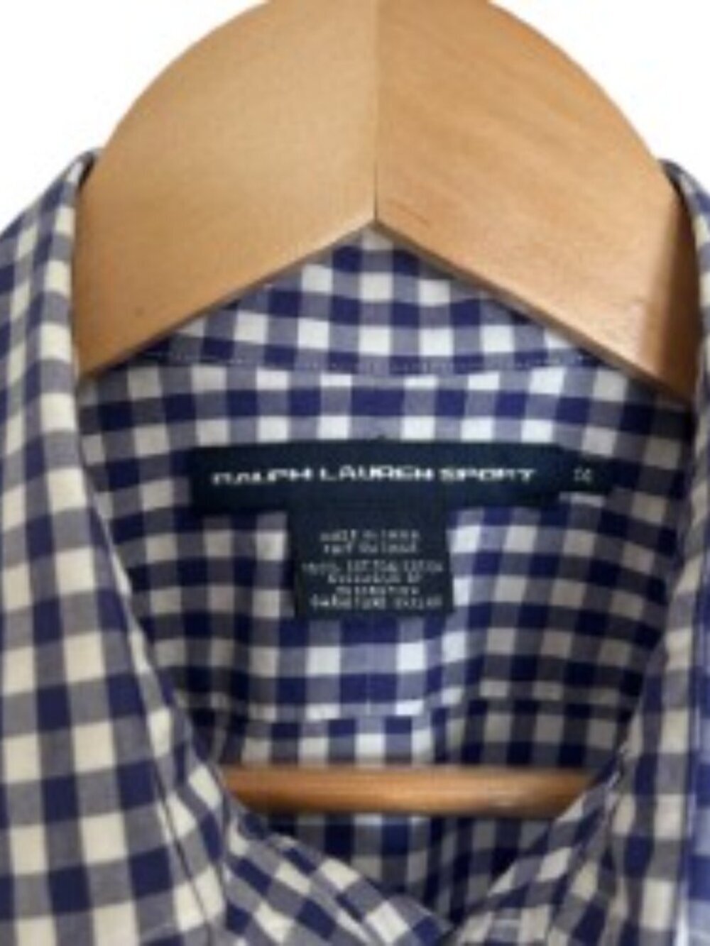 Ralph Lauren Sport Blue & White Gingham Button Front Shirt 14 - Picture 2 of 5